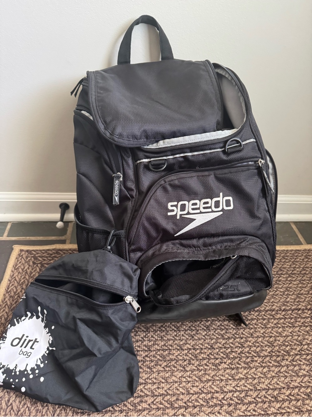 Speedo Black Teamster Swim Backpack with Removable Dirt Bag
